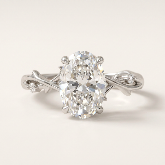 Moissanite 2.15 CT Oval & Round Cut Diamond Solitaire Ring