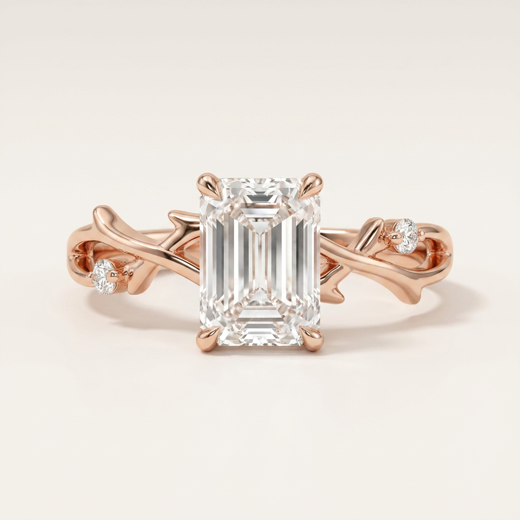 Moissanite 1.65 CT Emerald Cut Diamond Solitaire Ring