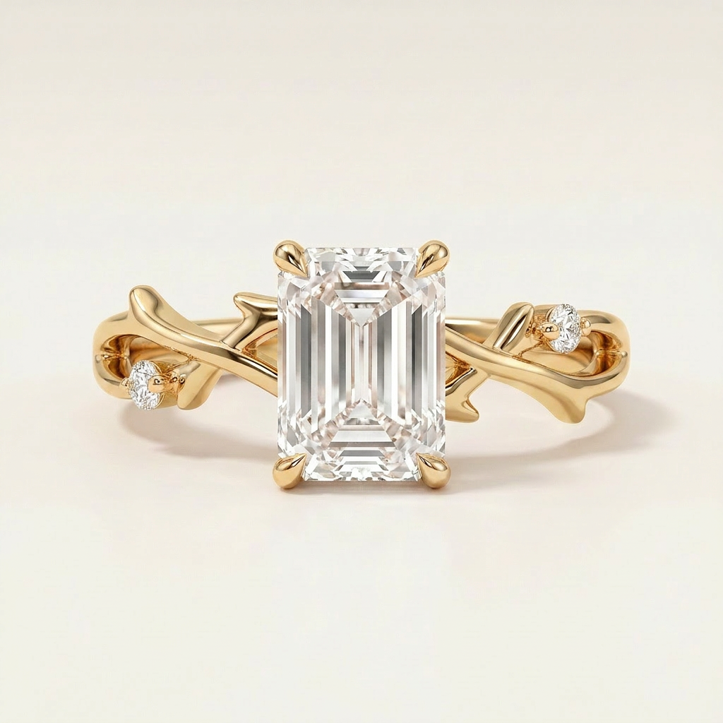 Moissanite 1.65 CT Emerald Cut Diamond Solitaire Ring