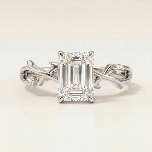 Moissanite 1.65 CT Emerald Cut Diamond Solitaire Ring