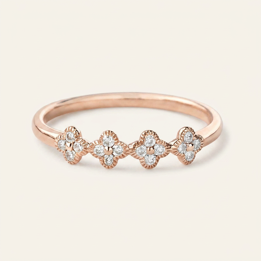 Moissanite 0.12 CT Round Cut Diamond Ring (V-Edwardian)