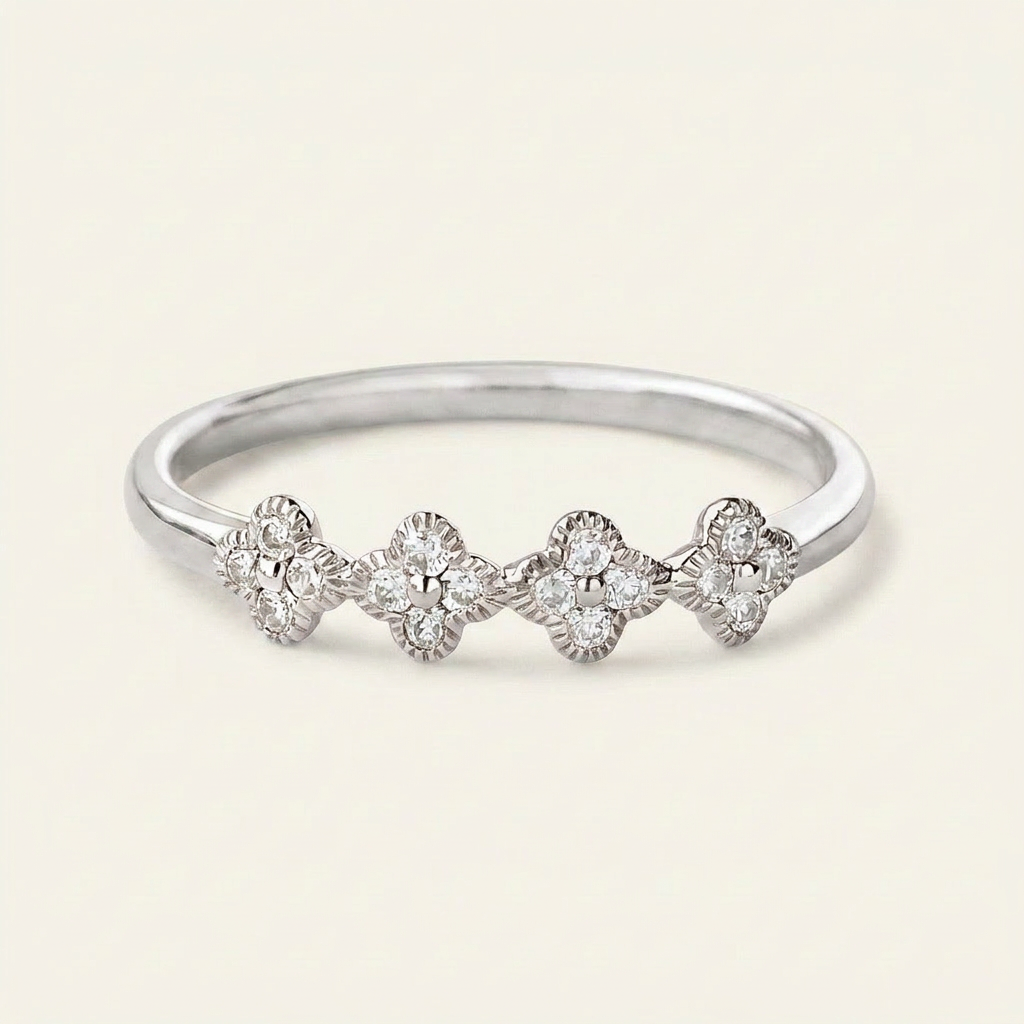 Moissanite 0.12 CT Round Cut Diamond Ring (V-Edwardian)