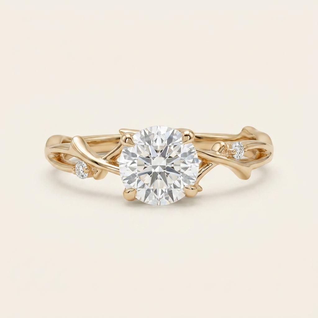 Moissanite 1.55 CT Round Cut Diamond Solitaire Ring