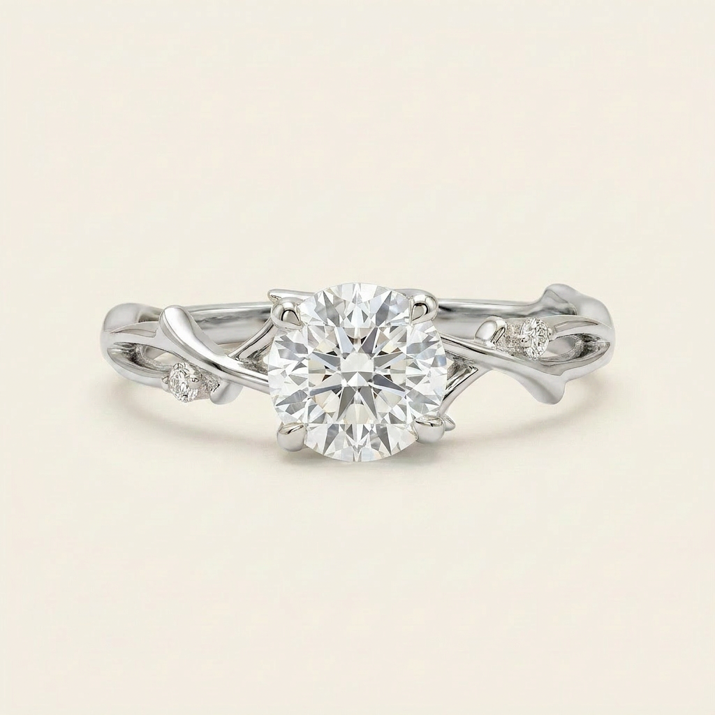 Moissanite 1.55 CT Round Cut Diamond Solitaire Ring