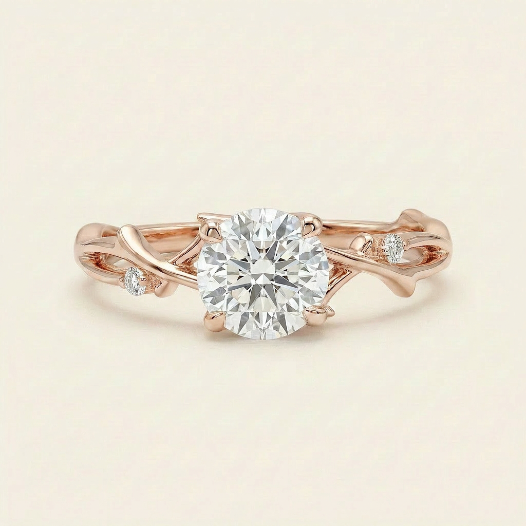 Moissanite 1.55 CT Round Cut Diamond Solitaire Ring