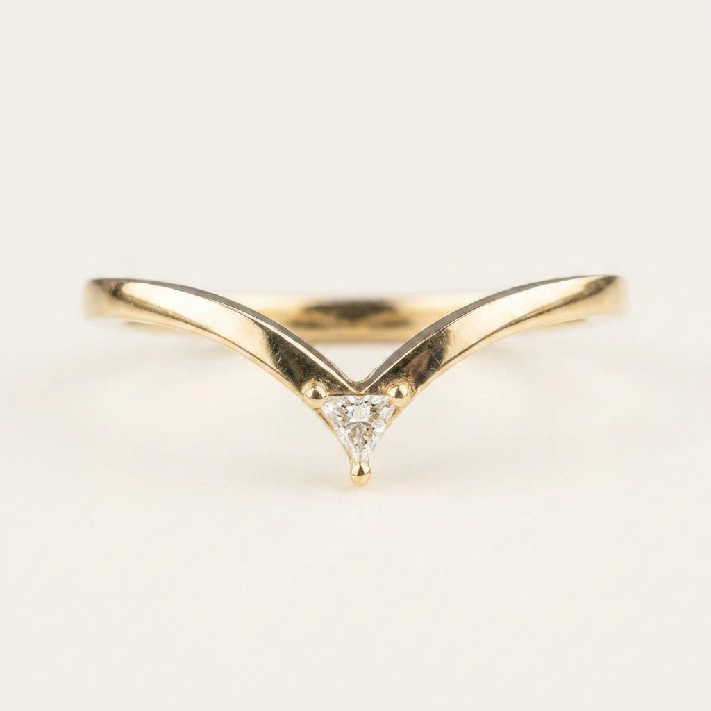 Moissanite 0.05 CT Triangle Cut Diamond Ring