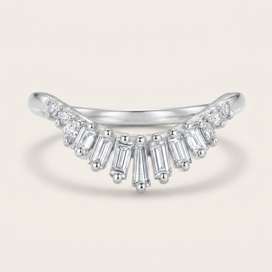 Moissanite 0.39 CT Baguette & Round Cut Diamond Ring