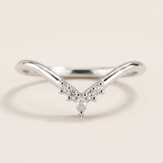 Moissanite 0.12 CT Marquise & Round Cut Diamond Ring (V-Artnouveau)