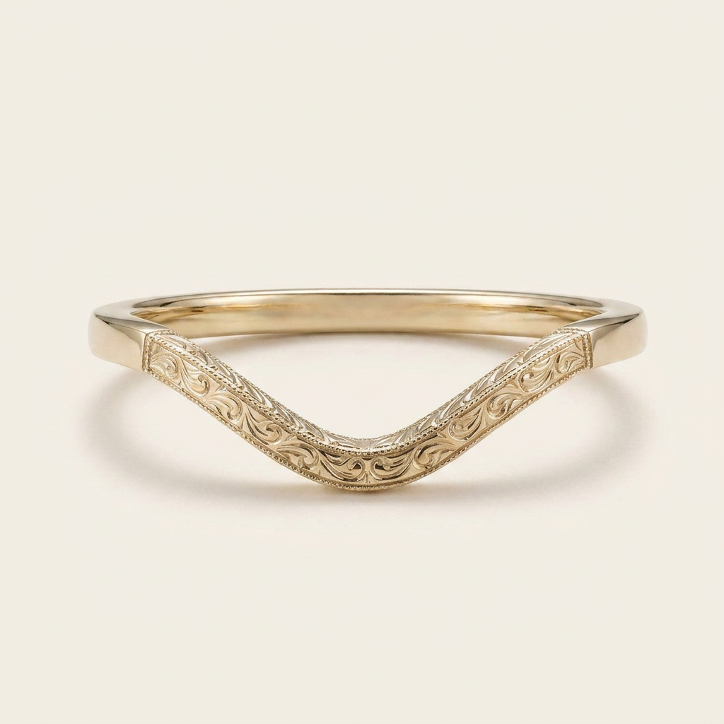 V-Shape Vintage Plain Wedding Band