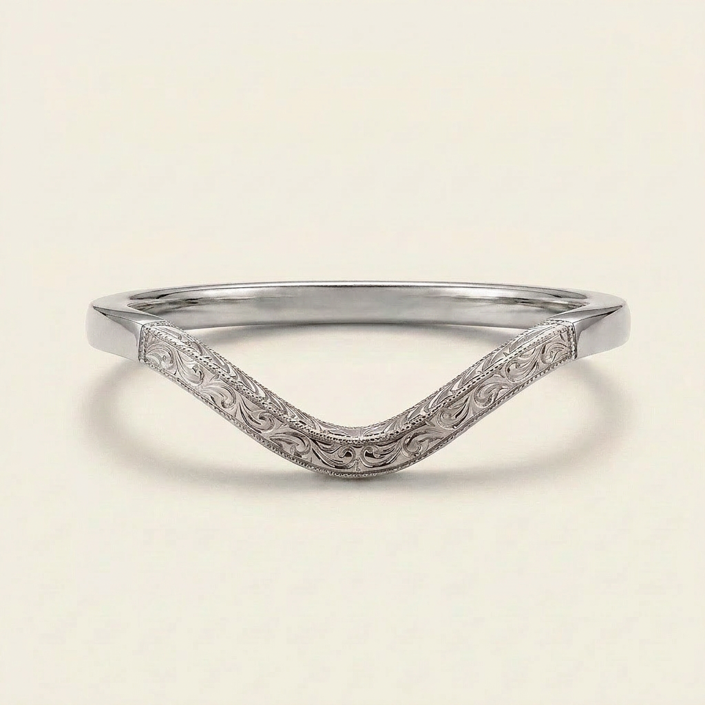 V-Shape Vintage Plain Wedding Band