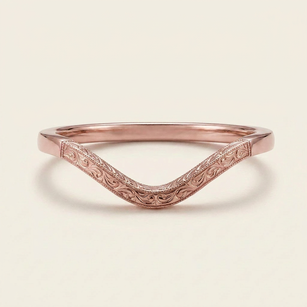 V-Shape Vintage Plain Wedding Band