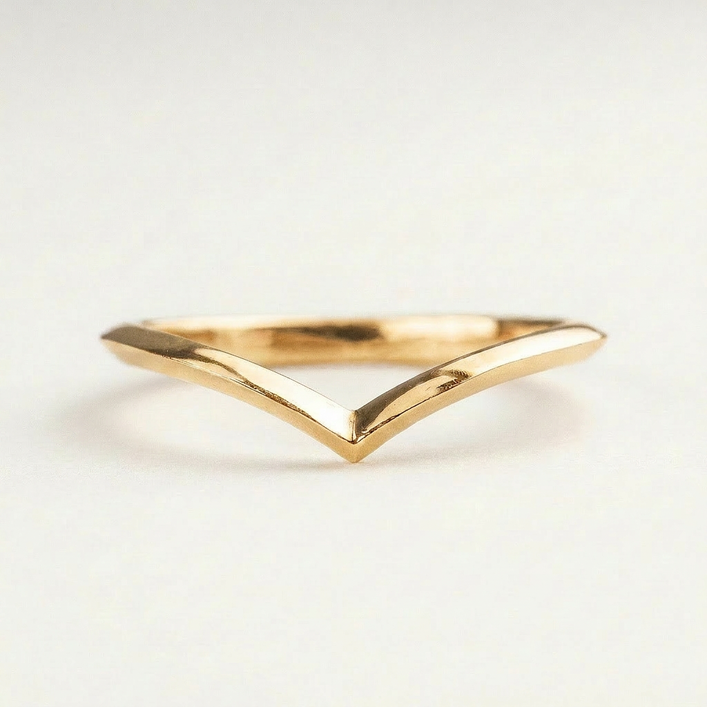 Polished Chevron Plain Wedding Band