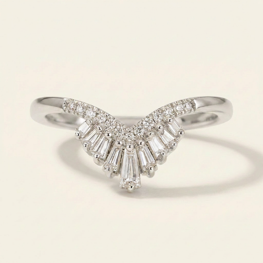 Moissanite 0.52 CT Baguette & Round Cut Diamond Ring