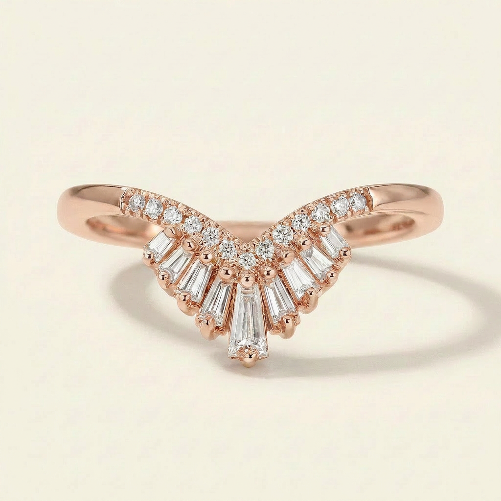 Moissanite 0.52 CT Baguette & Round Cut Diamond Ring