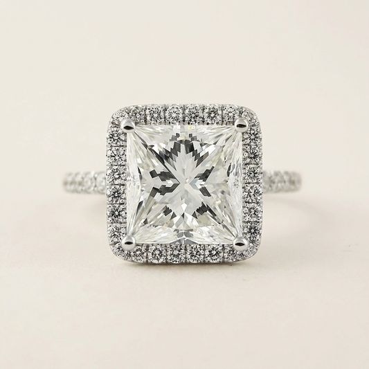 Moissanite 2.00 CT Princess Cut Diamond Halo Ring