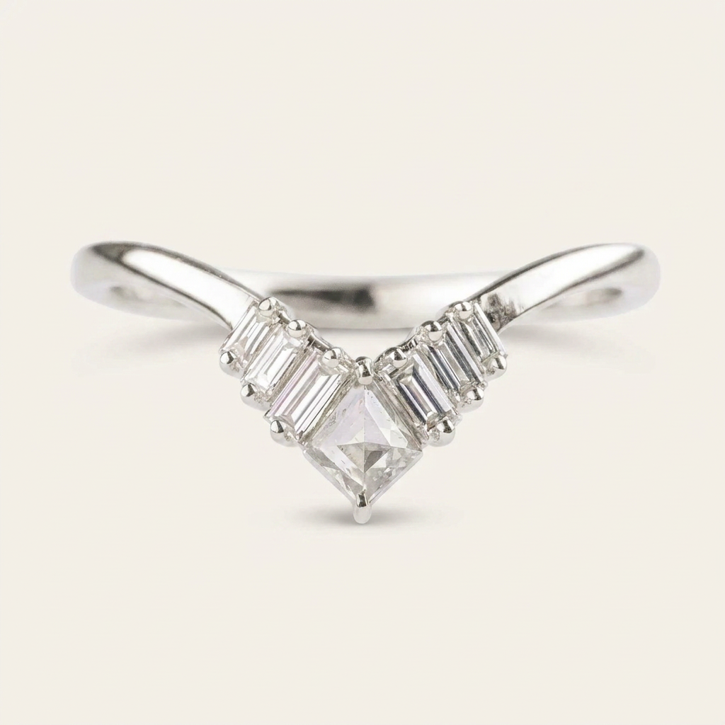 0.34 CT Kite Cut Salt and Pepper Diamond Ring