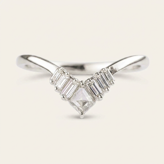 0.34 CT Kite Cut Salt and Pepper Diamond Ring