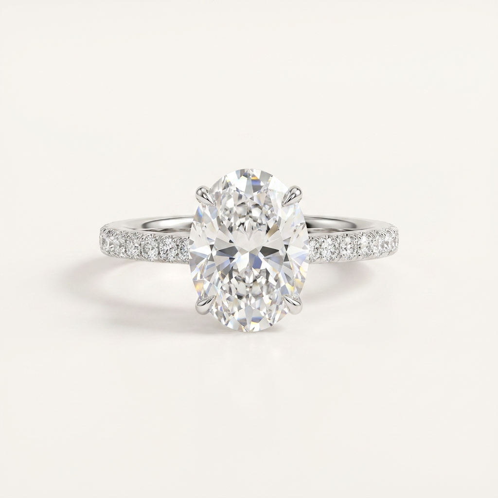 Moissanite 3.40 CT Oval Cut Diamond Solitaire Ring