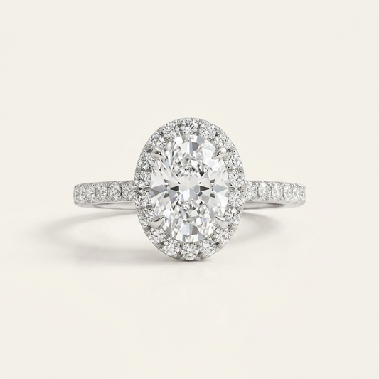 Moissanite 1.80 CT Oval Cut Diamond Halo Ring