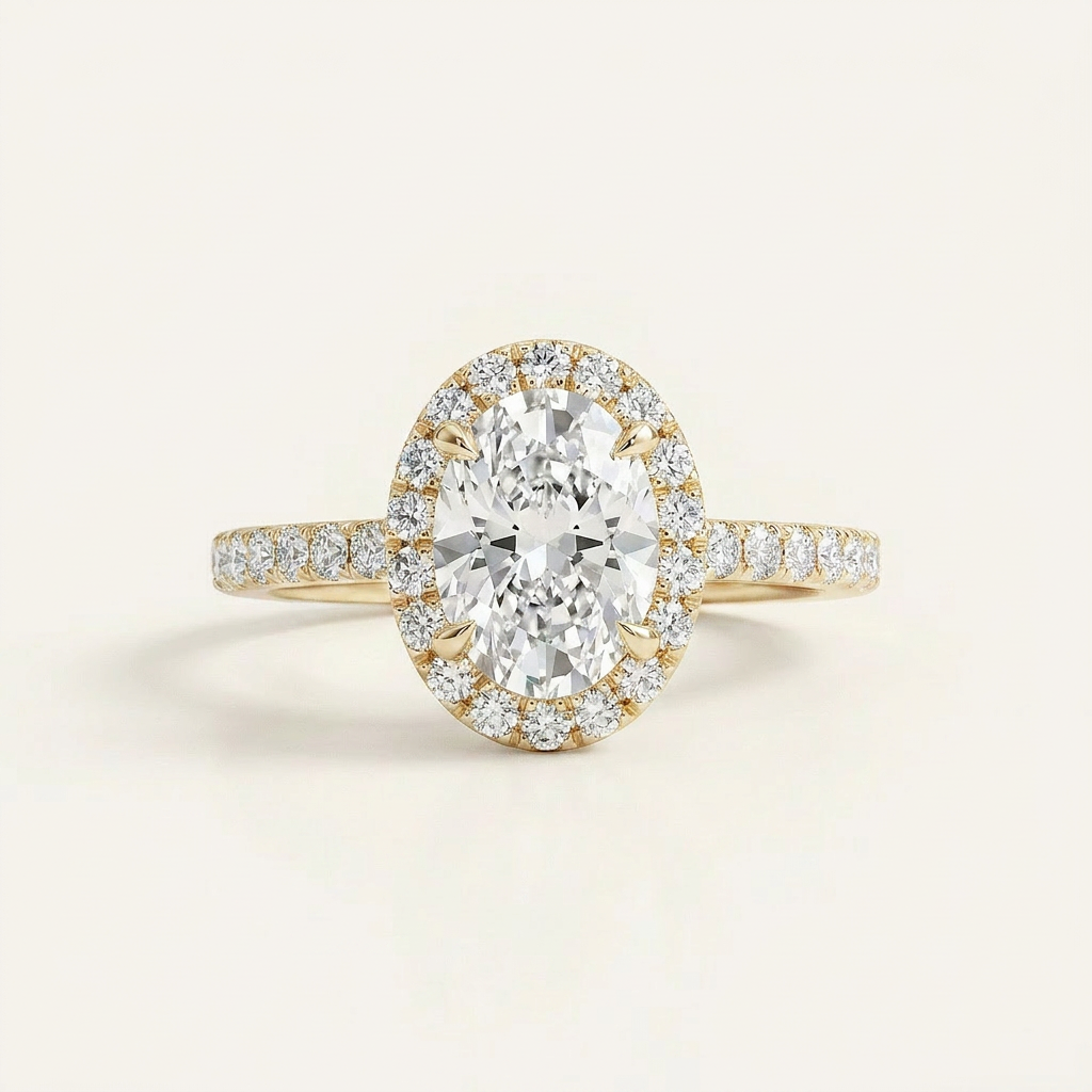 Moissanite 1.80 CT Oval Cut Diamond Halo Ring