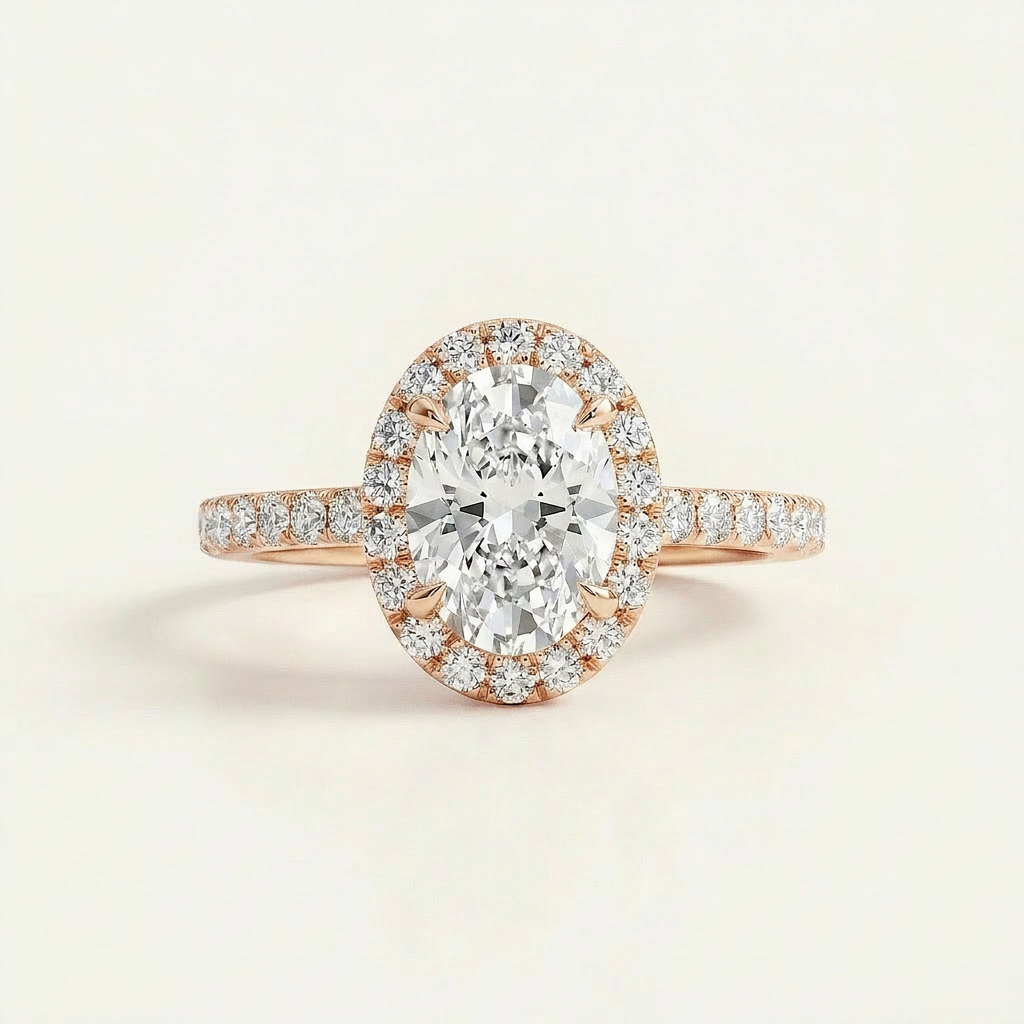 Moissanite 1.80 CT Oval Cut Diamond Halo Ring