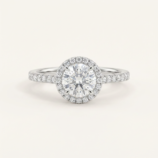 Moissanite 1.00 CT Round Cut Diamond Halo Ring