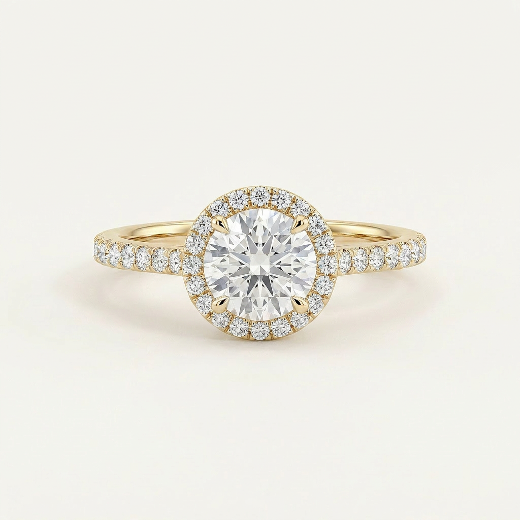 Moissanite 1.00 CT Round Cut Diamond Halo Ring