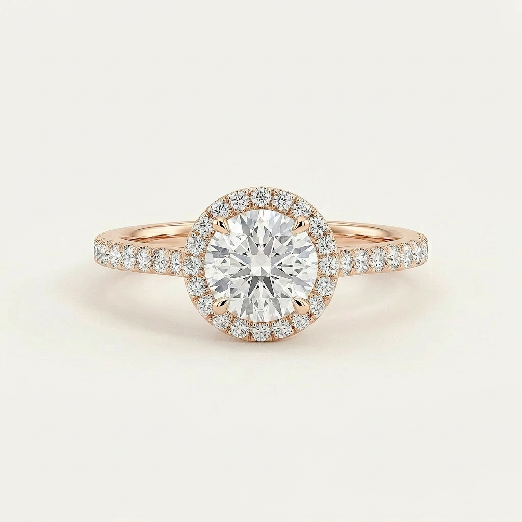 Moissanite 1.00 CT Round Cut Diamond Halo Ring