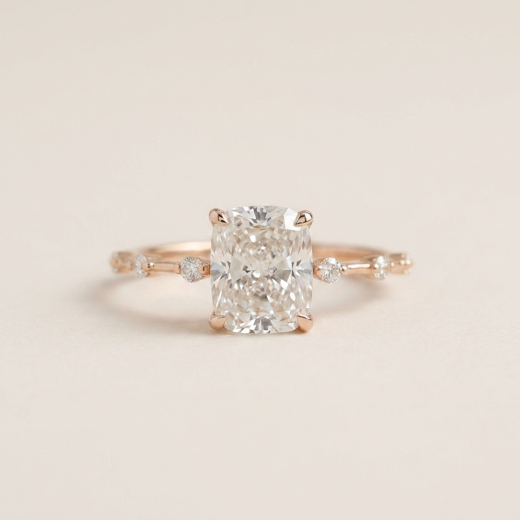 Moissanite 2.00 CT Cushion Cut Diamond Solitaire Ring (V-Victorian)