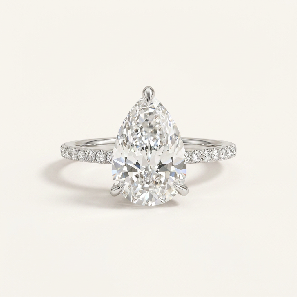Moissanite 1.50 CT Pear Cut Diamond Solitaire Ring