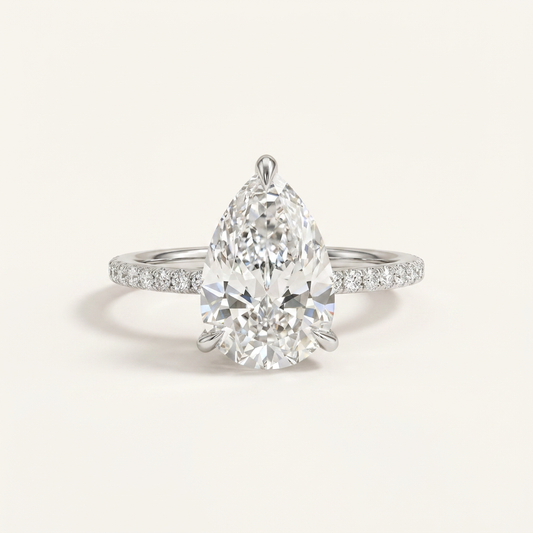 Moissanite 1.50 CT Pear Cut Diamond Solitaire Ring
