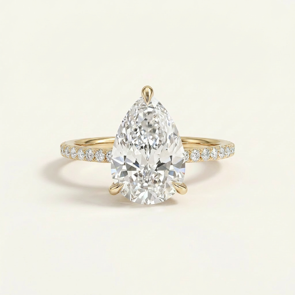 Moissanite 1.50 CT Pear Cut Diamond Solitaire Ring