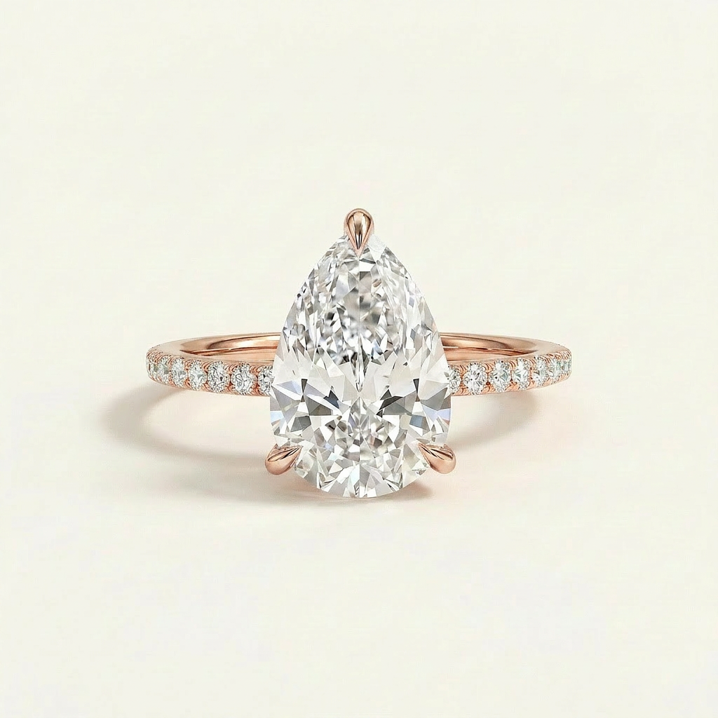 Moissanite 1.50 CT Pear Cut Diamond Solitaire Ring