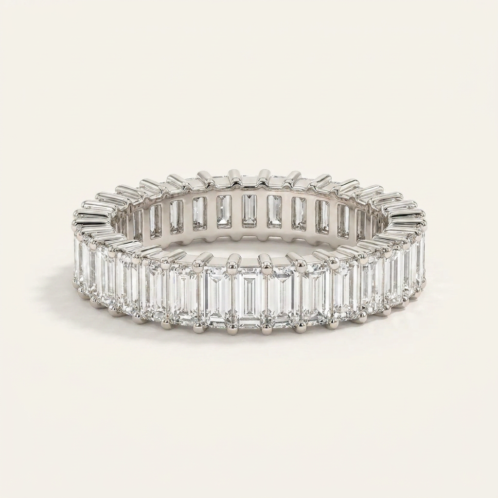 Moissanite 4.05 CT Baguette Cut Diamond Ring