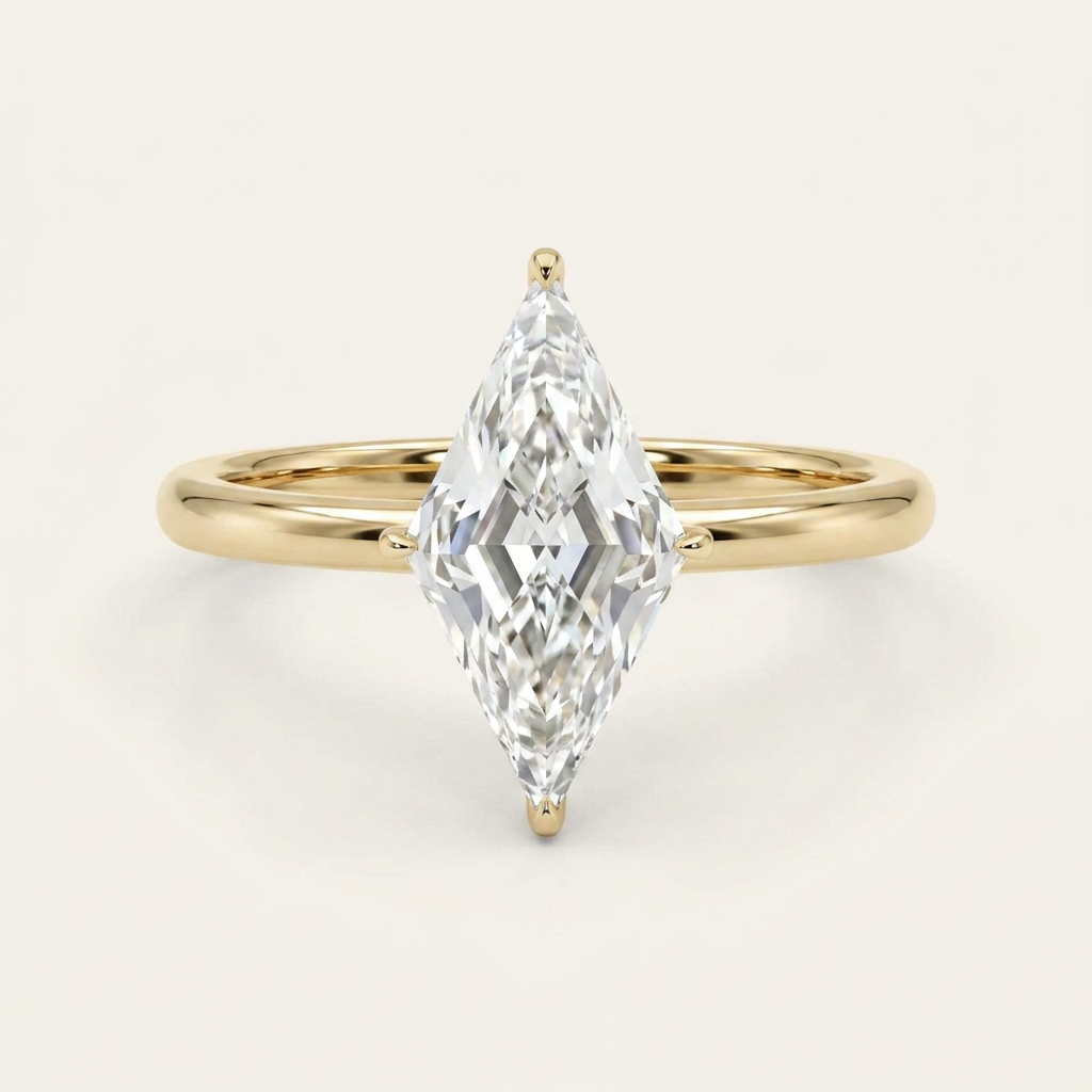 Moissanite 2.05 CT Lozenge Cut Diamond Solitaire Ring