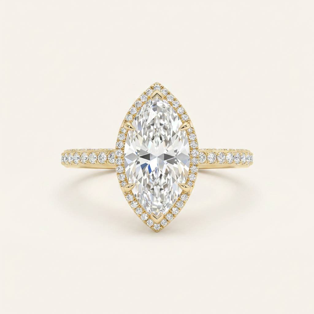 Moissanite 3.60 CT Marquise Cut Diamond Halo Ring