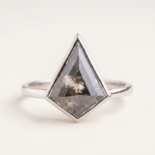 1.40 CT Kite Cut Salt and Pepper Diamond Solitaire Ring (V-Artdeco)