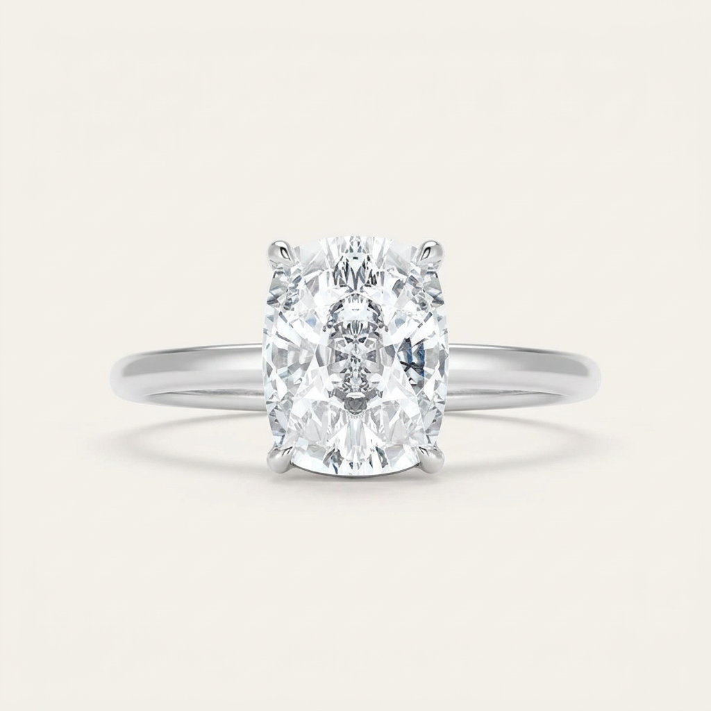 Lab Grown 2.00 CT Elongated Cushion Cut Diamond Solitaire Ring