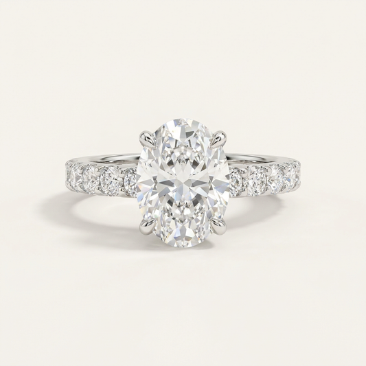 Lab Grown 2.50 CT Oval Cut Diamond Hidden Halo Ring