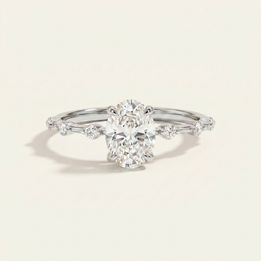 Moissanite 3.00 CT Oval & Round Cut Diamond Solitaire Ring (V-Avantgarde)