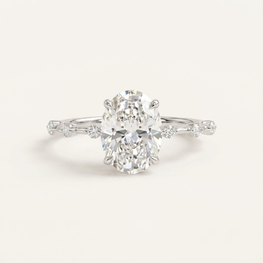 Moissanite 3.00 CT Oval & Round Cut Diamond Solitaire Ring (V1)
