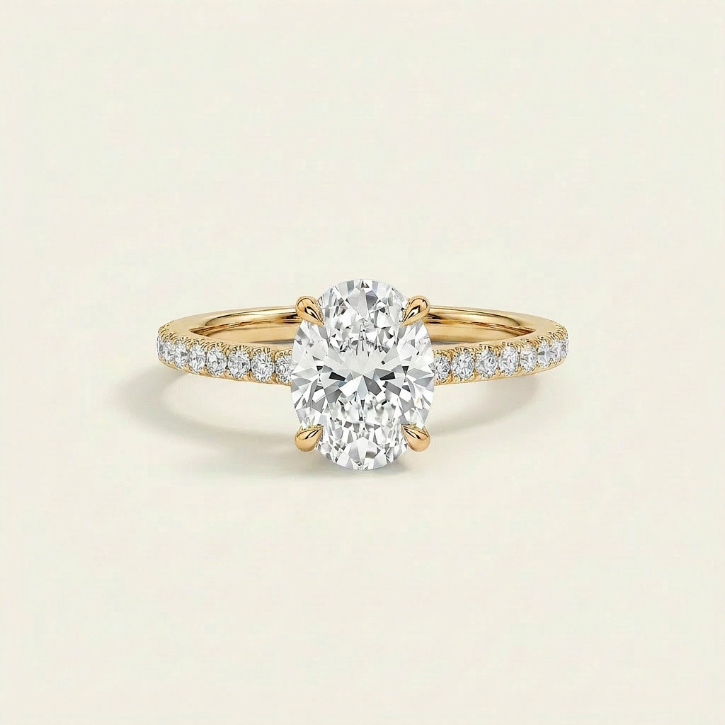 Moissanite 2.05 CT Oval Cut Diamond Solitaire Ring (V-Artdeco)