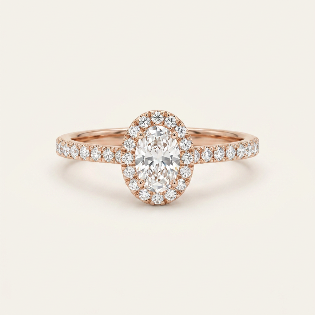 Moissanite 2.76 CT Oval & Round Cut Diamond Halo Ring