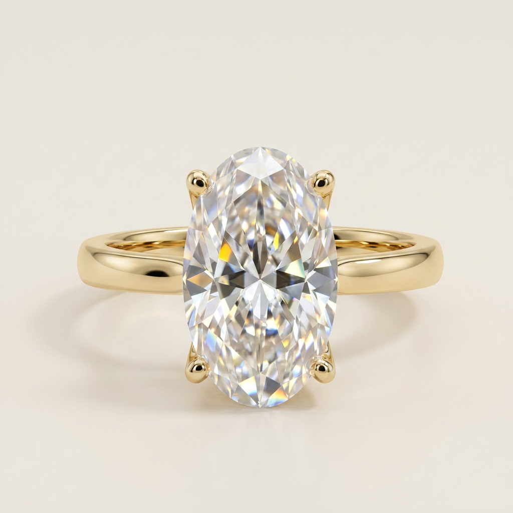 Moissanite 4.15 CT Oval Cut Diamond Solitaire Ring