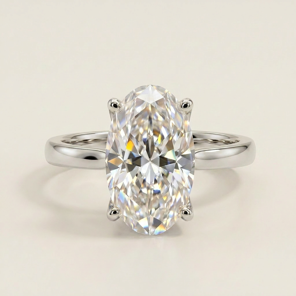 Moissanite 4.15 CT Oval Cut Diamond Solitaire Ring