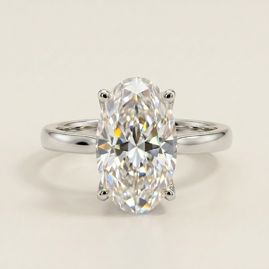 Moissanite 4.15 CT Oval Cut Diamond Solitaire Ring