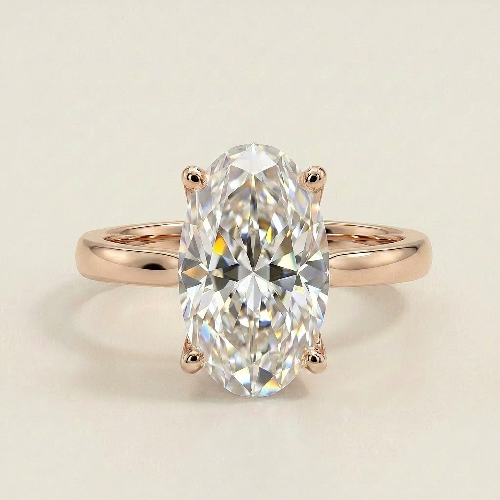 Moissanite 4.15 CT Oval Cut Diamond Solitaire Ring