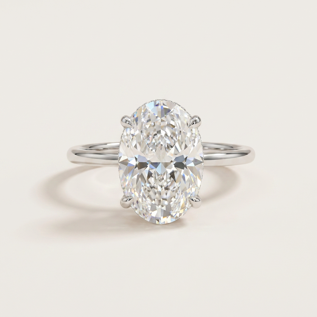 Moissanite 3.50 CT Oval Cut Diamond Solitaire Ring