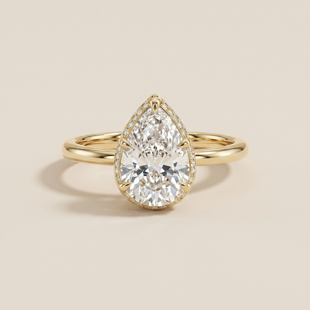 Moissanite 3.91 CT Pear Cut Diamond Solitaire Ring
