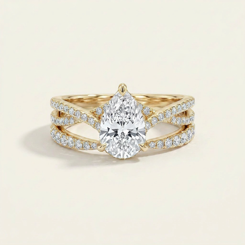 Moissanite 4.30 CT Pear Cut Diamond Solitaire Ring
